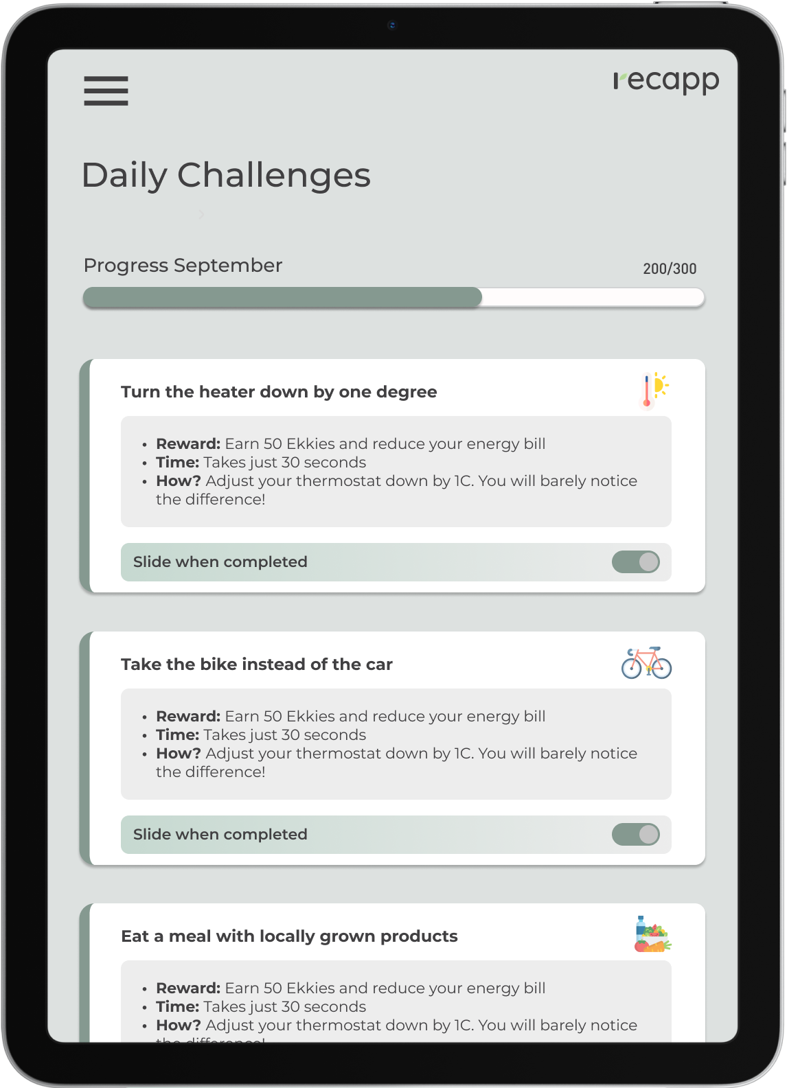 RECAPP daily challenges